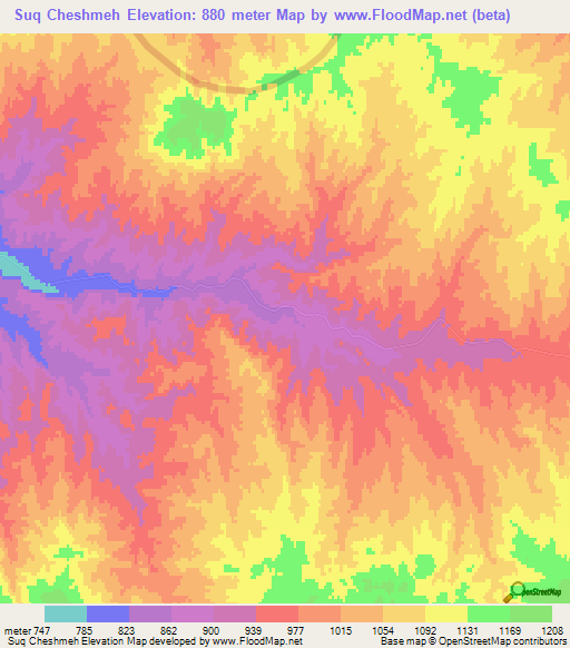 Suq Cheshmeh,Iran Elevation Map