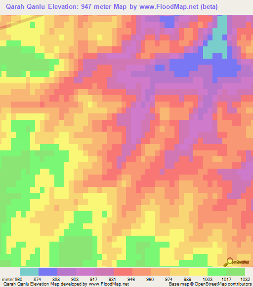 Qarah Qanlu,Iran Elevation Map