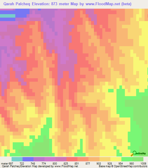 Qarah Palcheq,Iran Elevation Map