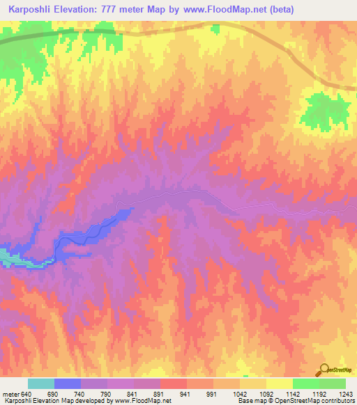Karposhli,Iran Elevation Map