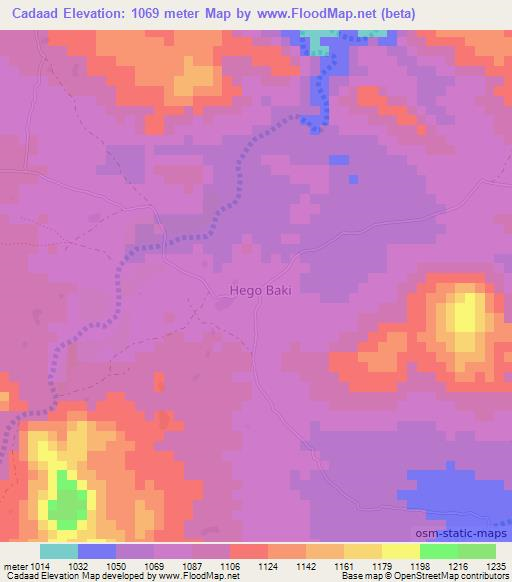 Cadaad,Somalia Elevation Map