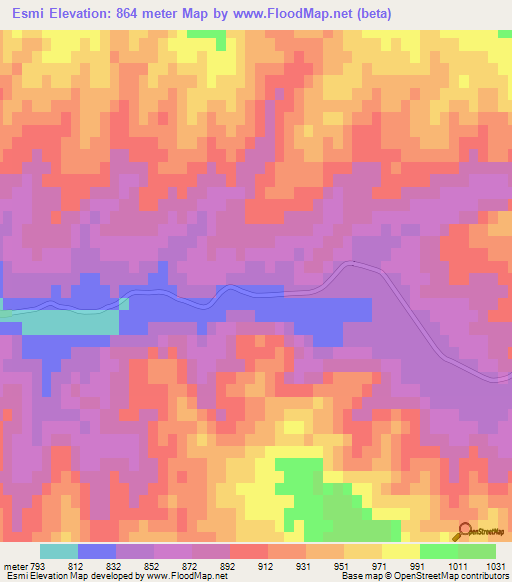 Esmi,Iran Elevation Map