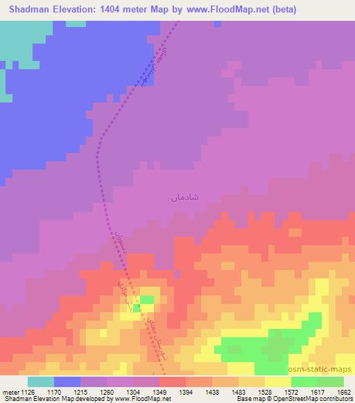 Shadman,Iran Elevation Map