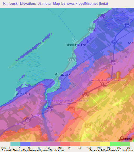 Rimouski,Canada Elevation Map