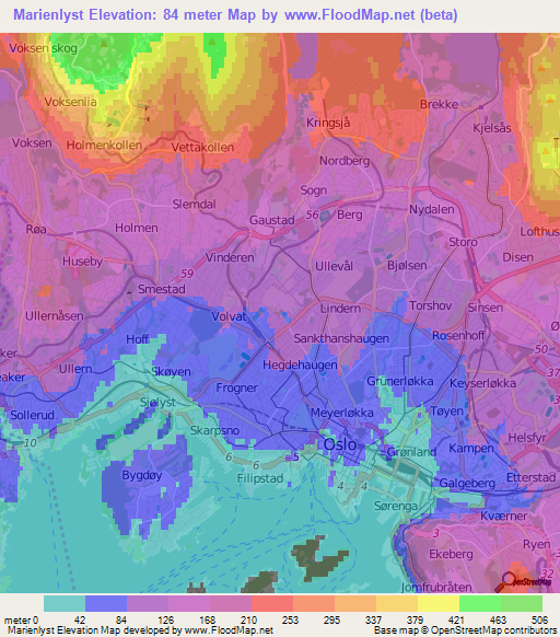 Marienlyst,Norway Elevation Map