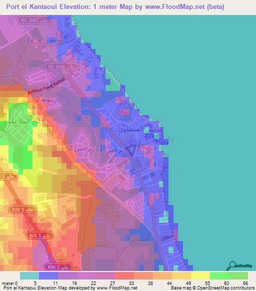 Port el Kantaoui,Tunisia Elevation Map