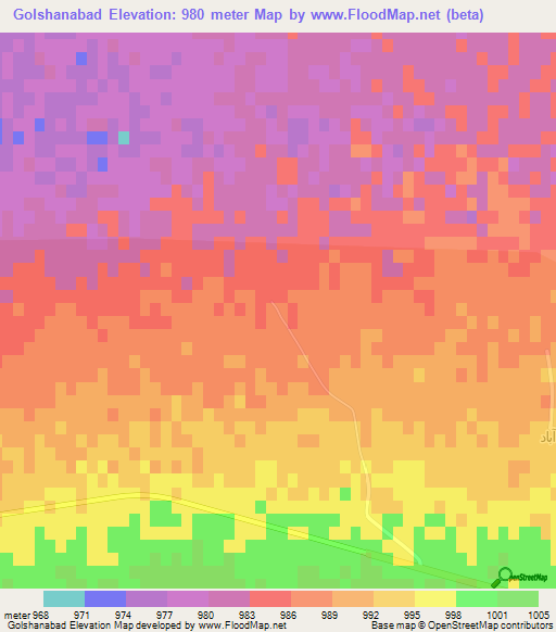 Golshanabad,Iran Elevation Map