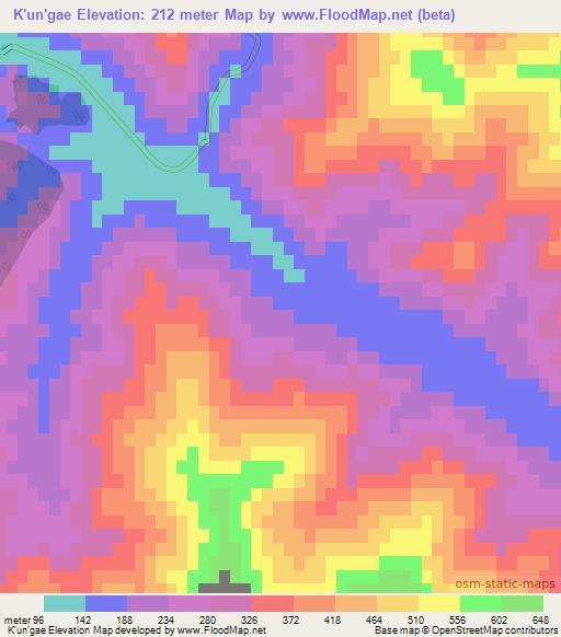 K'un'gae,North Korea Elevation Map