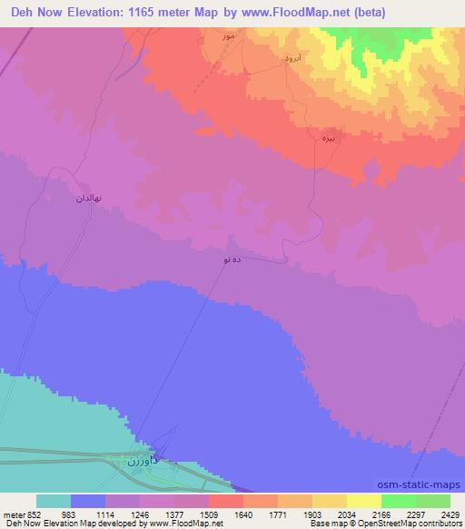 Deh Now,Iran Elevation Map