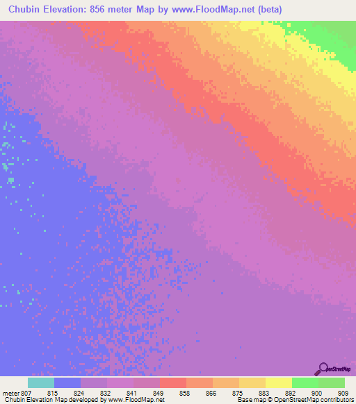 Chubin,Iran Elevation Map