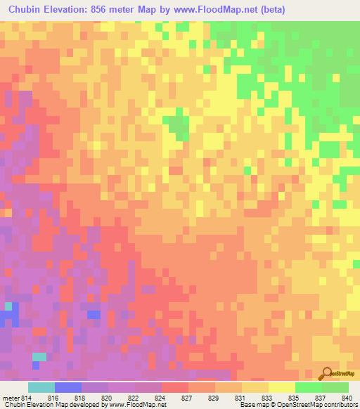Chubin,Iran Elevation Map