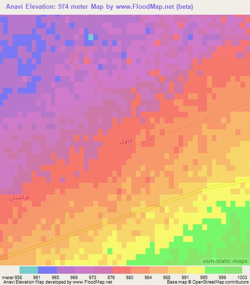 Anavi,Iran Elevation Map