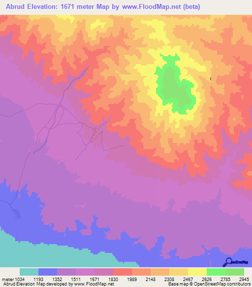 Abrud,Iran Elevation Map