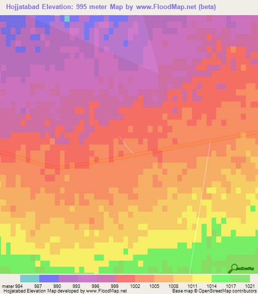 Hojjatabad,Iran Elevation Map