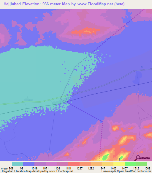Hajjiabad,Iran Elevation Map