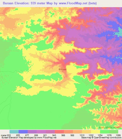 Buraan,Somalia Elevation Map