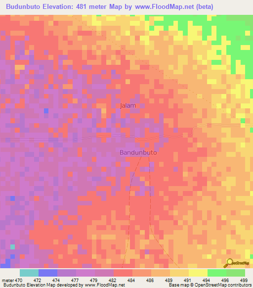 Budunbuto,Somalia Elevation Map