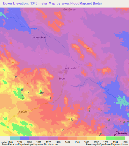Bown,Somalia Elevation Map