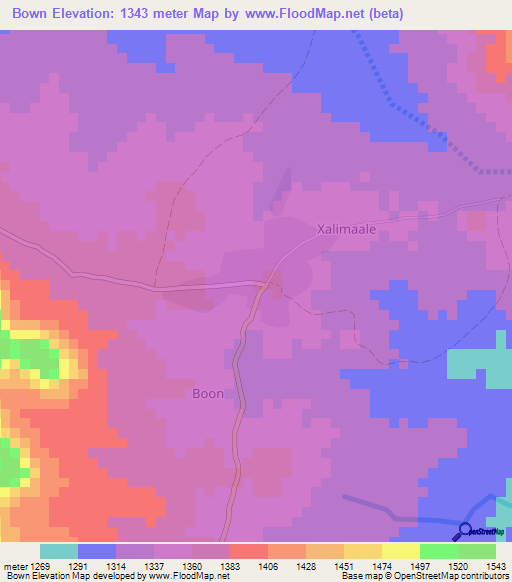 Bown,Somalia Elevation Map