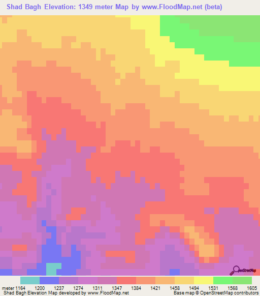 Shad Bagh,Iran Elevation Map