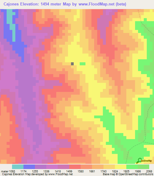 Cajones,Peru Elevation Map