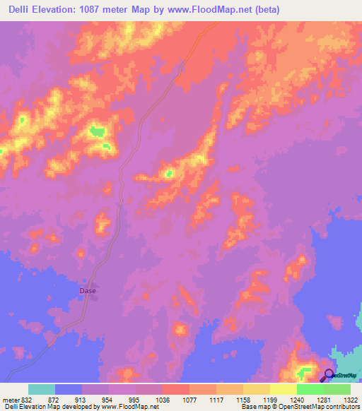 Delli,Eritrea Elevation Map