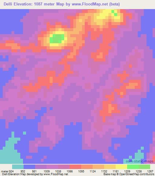 Delli,Eritrea Elevation Map