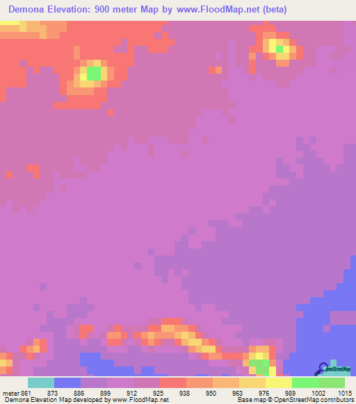Demona,Eritrea Elevation Map