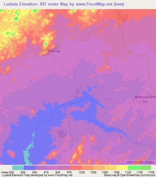 Ludada,Eritrea Elevation Map