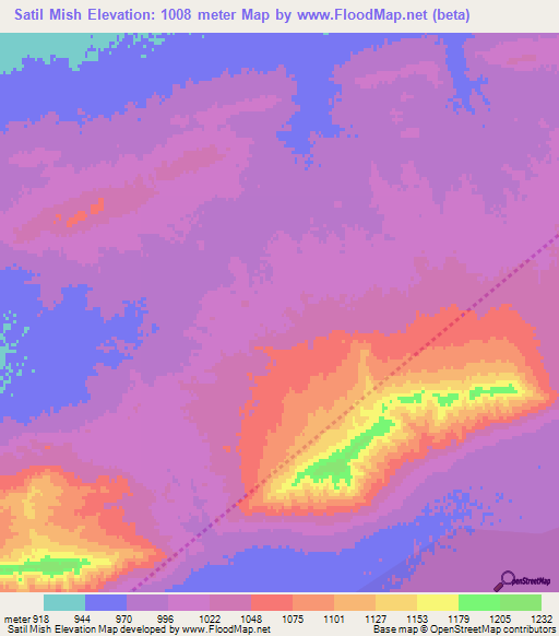 Satil Mish,Iran Elevation Map
