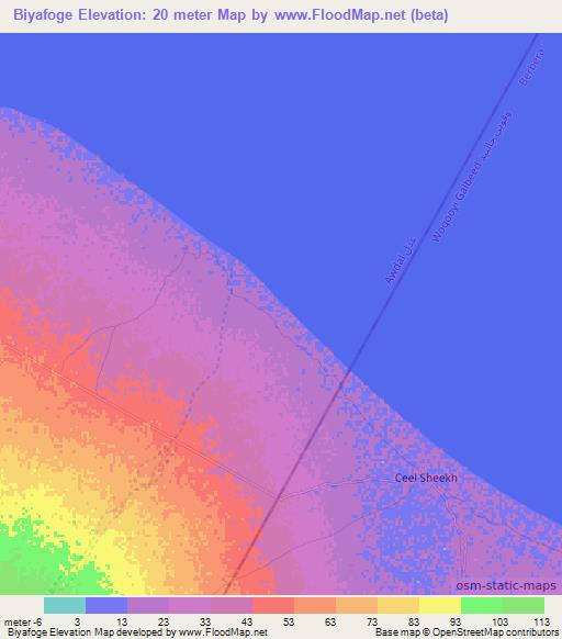 Biyafoge,Somalia Elevation Map