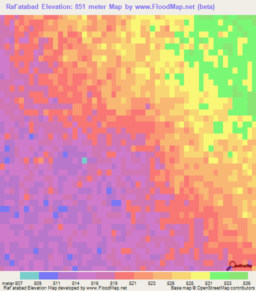 Raf`atabad,Iran Elevation Map