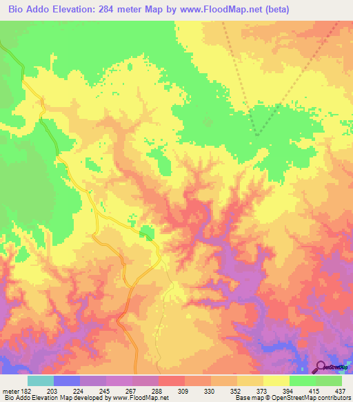 Bio Addo,Somalia Elevation Map