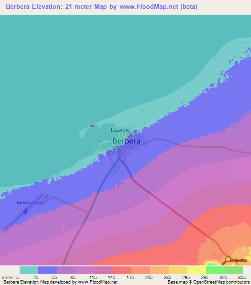 Berbera,Somalia Elevation Map