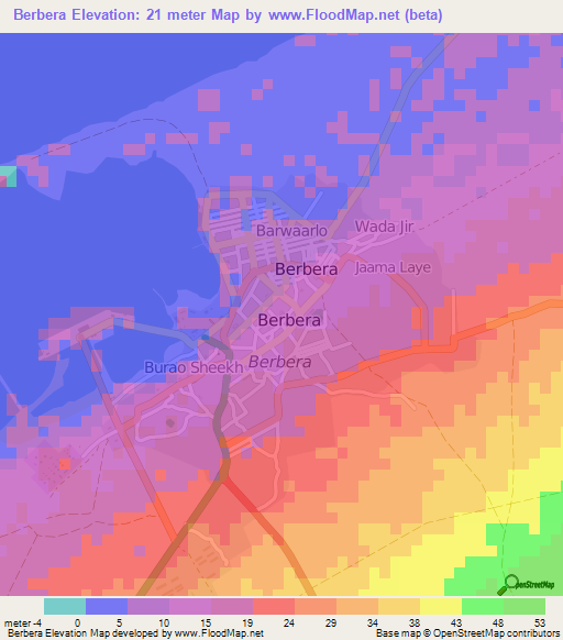 Berbera,Somalia Elevation Map