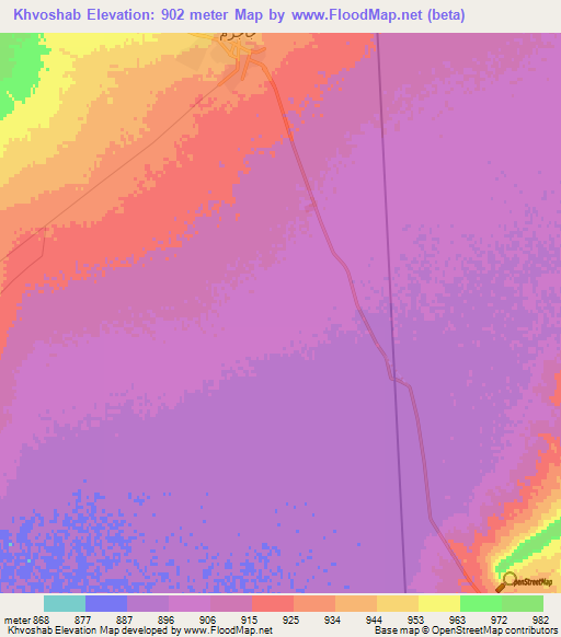 Khvoshab,Iran Elevation Map