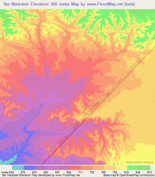 Bar Madobeh,Somalia Elevation Map