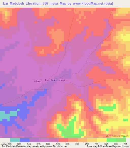 Bar Madobeh,Somalia Elevation Map