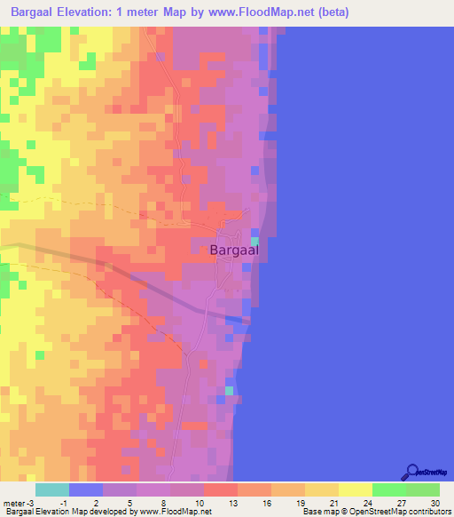Bargaal,Somalia Elevation Map