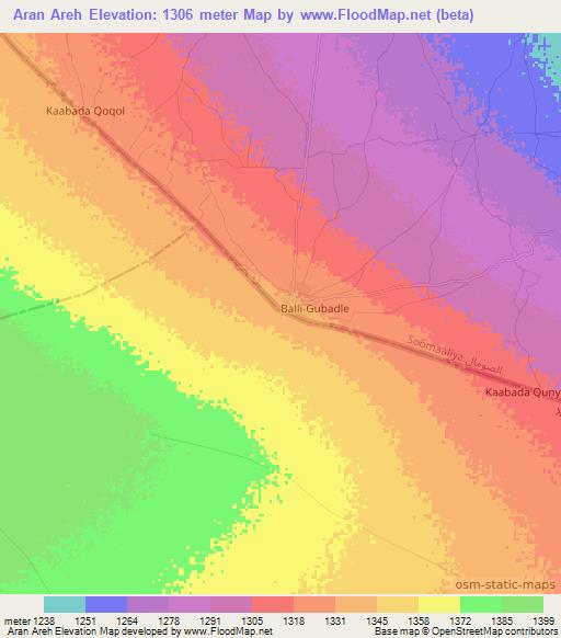 Aran Areh,Ethiopia Elevation Map