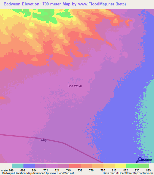 Badweyn,Somalia Elevation Map
