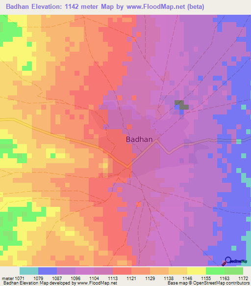 Badhan,Somalia Elevation Map