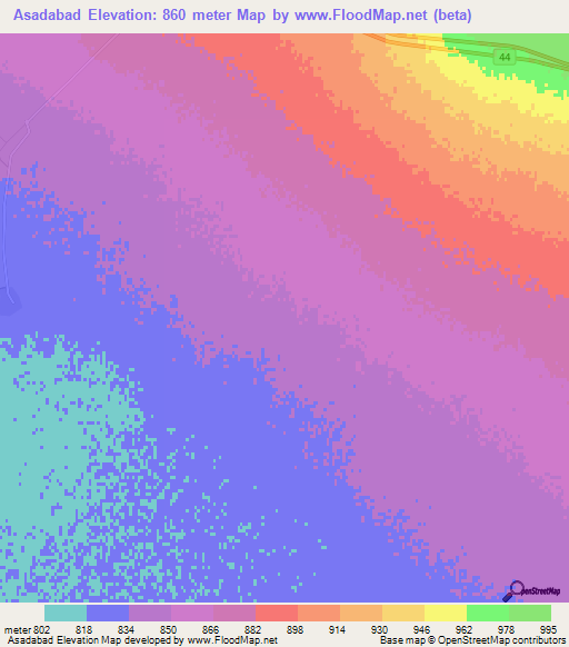 Asadabad,Iran Elevation Map
