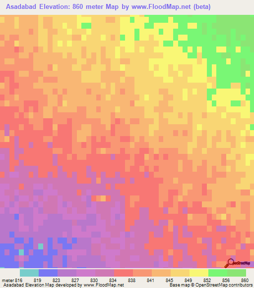 Asadabad,Iran Elevation Map