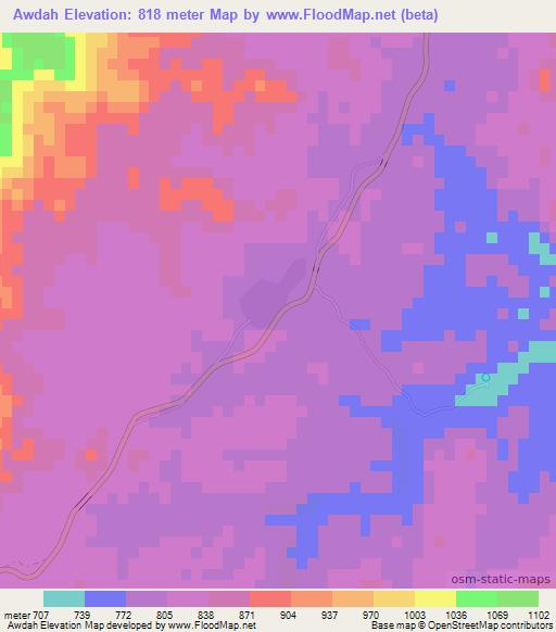Awdah,Ethiopia Elevation Map