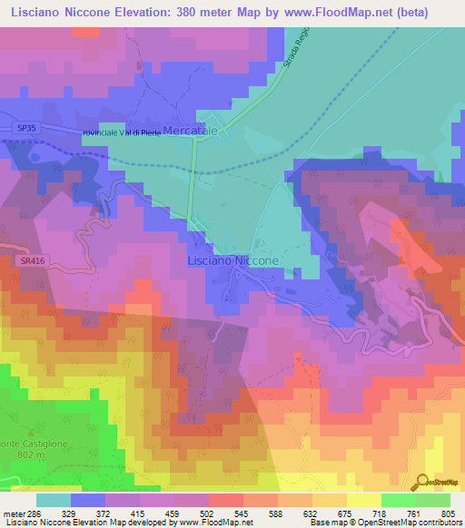 Lisciano Niccone,Italy Elevation Map