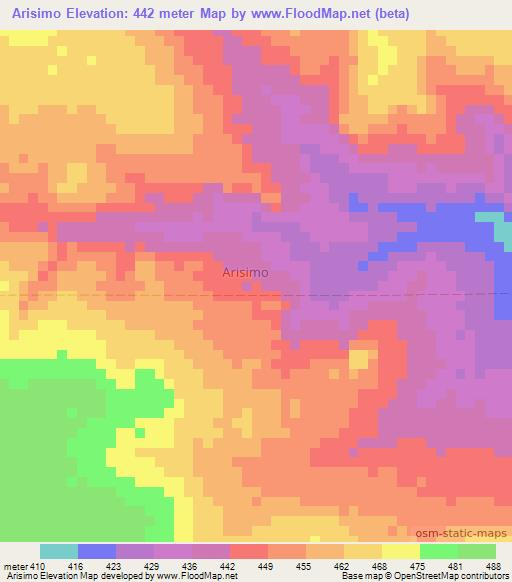 Arisimo,Somalia Elevation Map