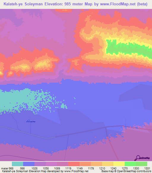 Kalateh-ye Soleyman,Iran Elevation Map