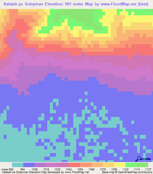 Kalateh-ye Soleyman,Iran Elevation Map