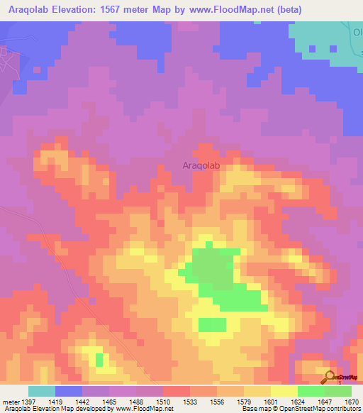 Araqolab,Somalia Elevation Map